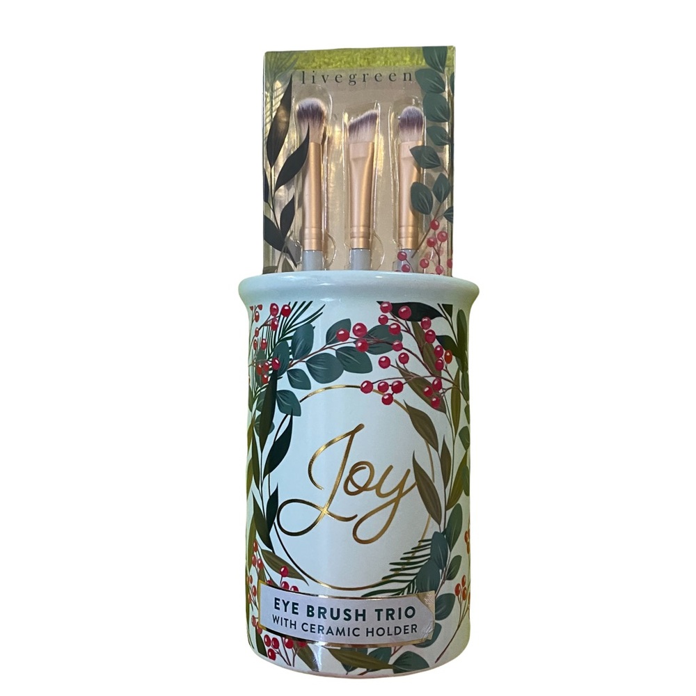 New Livegreen Eyebrush Trio w/ Ceramic Holder